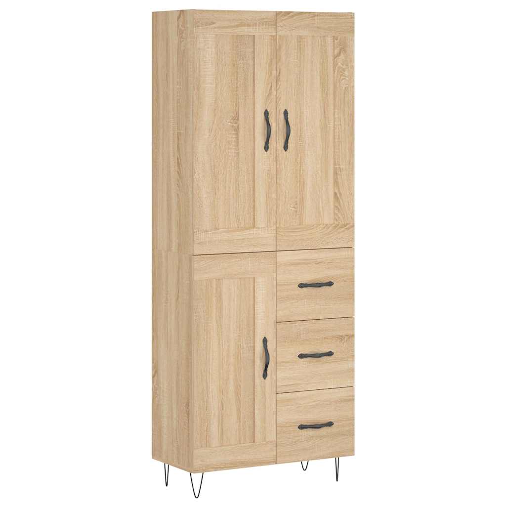 Hoge kast 69,5x34x180 cm bewerkt hout sonoma eikenkleurig – afbeelding 2