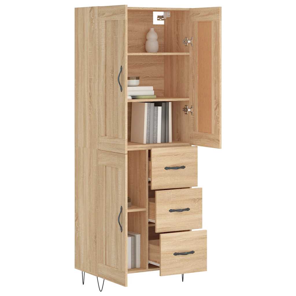 Hoge kast 69,5x34x180 cm bewerkt hout sonoma eikenkleurig – afbeelding 3