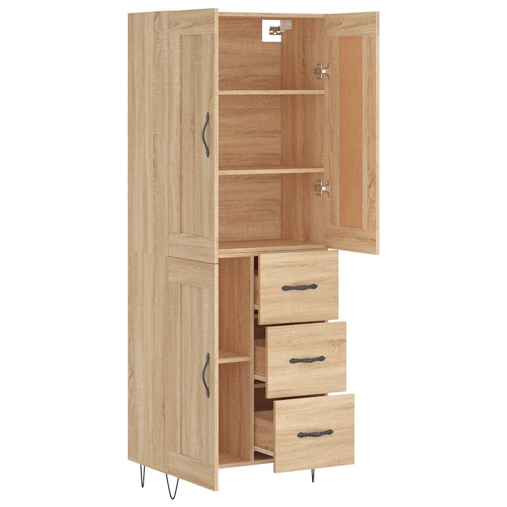 Hoge kast 69,5x34x180 cm bewerkt hout sonoma eikenkleurig – afbeelding 4