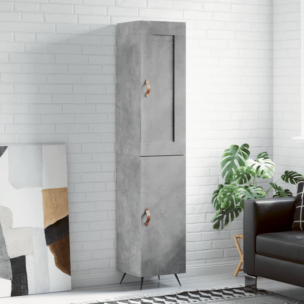 Hoge kast 34,5x34x180 cm bewerkt hout betongrijs
