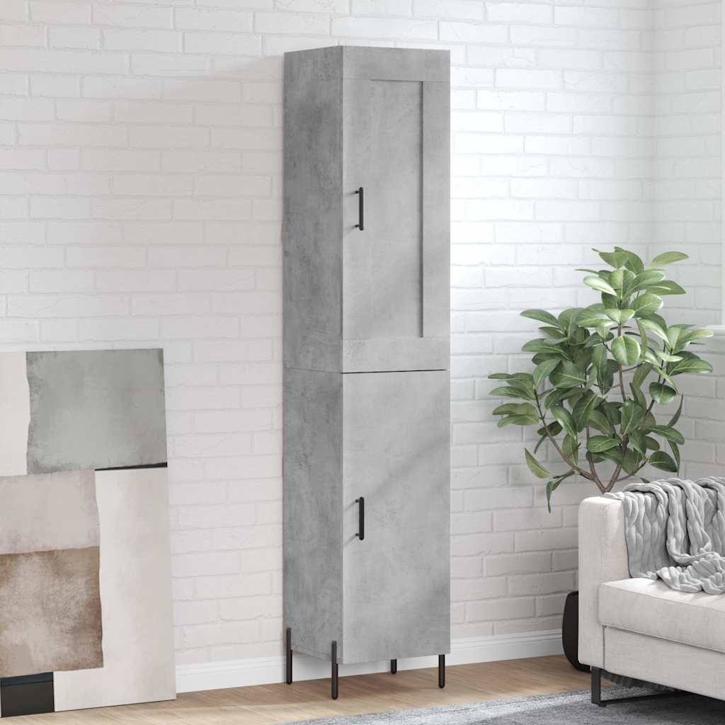 Hoge kast 34,5x34x180 cm bewerkt hout betongrijs