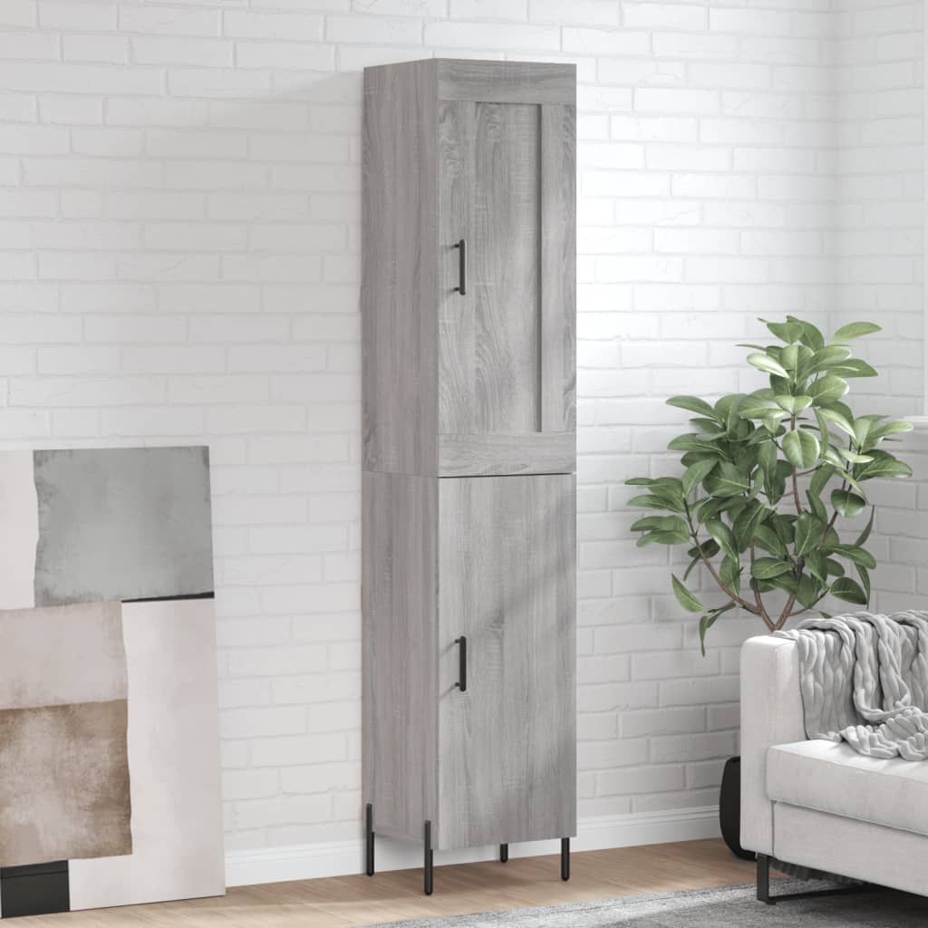 Hoge kast 34,5x34x180 cm bewerkt hout grijs sonoma eikenkleurig