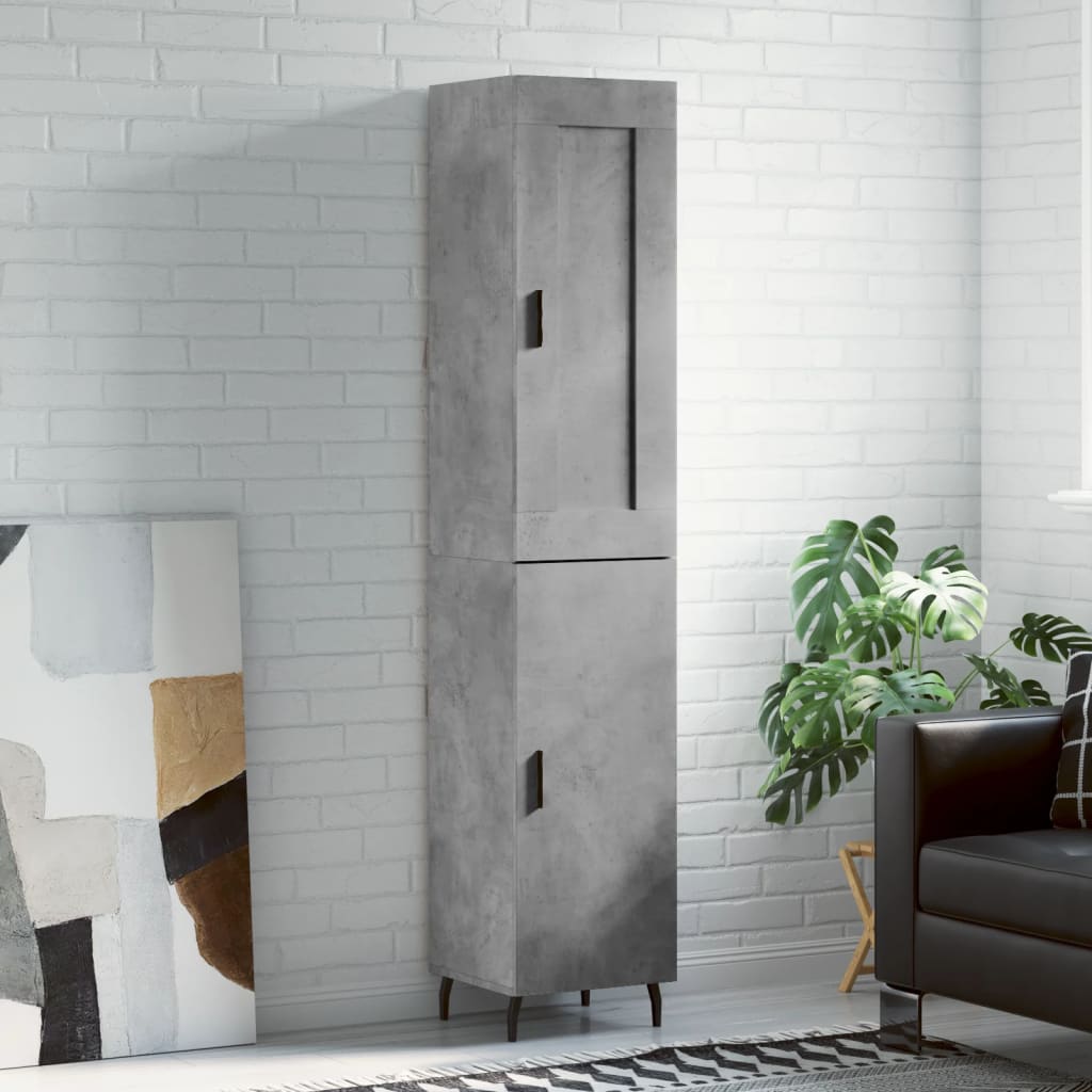 Hoge kast 34,5x34x180 cm bewerkt hout betongrijs