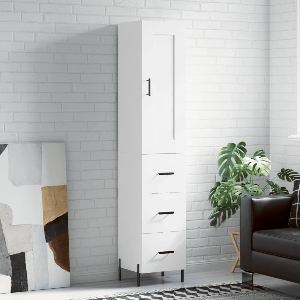 Hoge kast 34,5x34x180 cm bewerkt hout wit