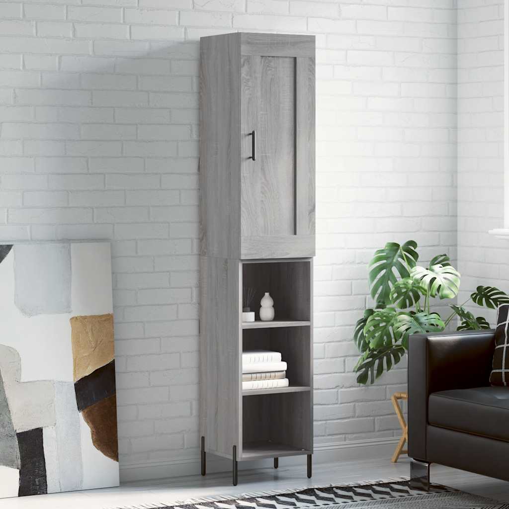 Hoge kast 34,5x34x180 cm bewerkt hout grijs sonoma eikenkleurig