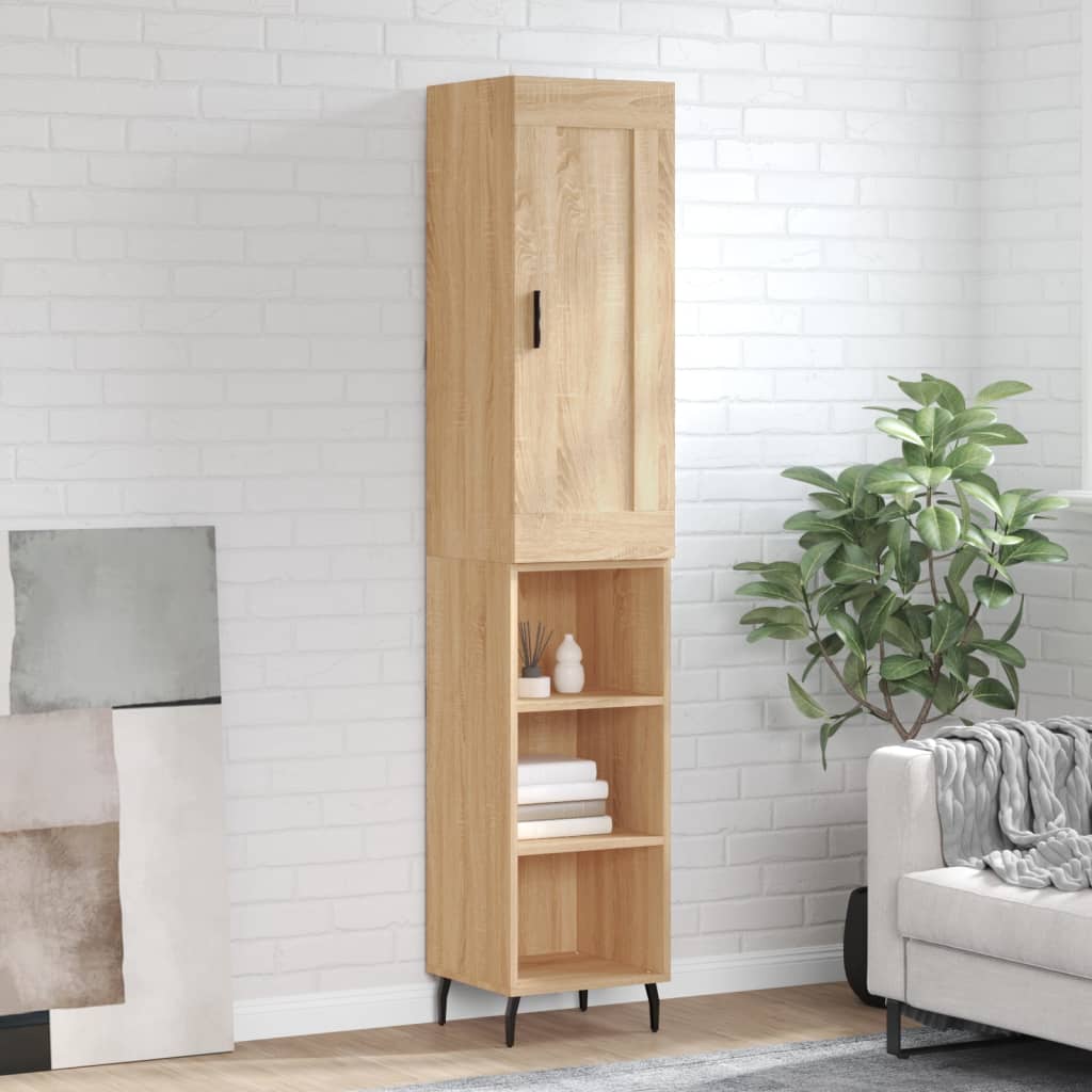 Hoge kast 34,5x34x180 cm bewerkt hout sonoma eikenkleurig