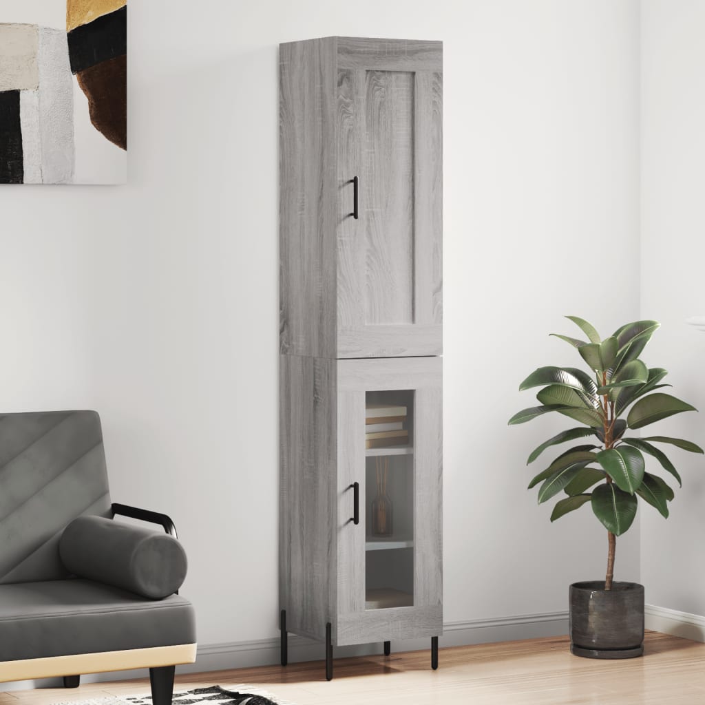 Hoge kast 34,5x34x180 cm bewerkt hout grijs sonoma eikenkleurig