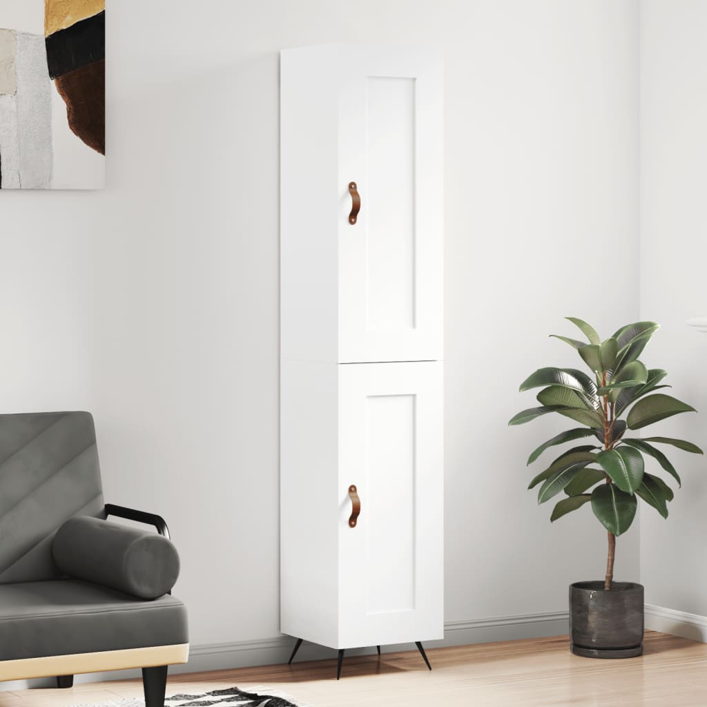 Hoge kast 34,5x34x180 cm bewerkt hout wit
