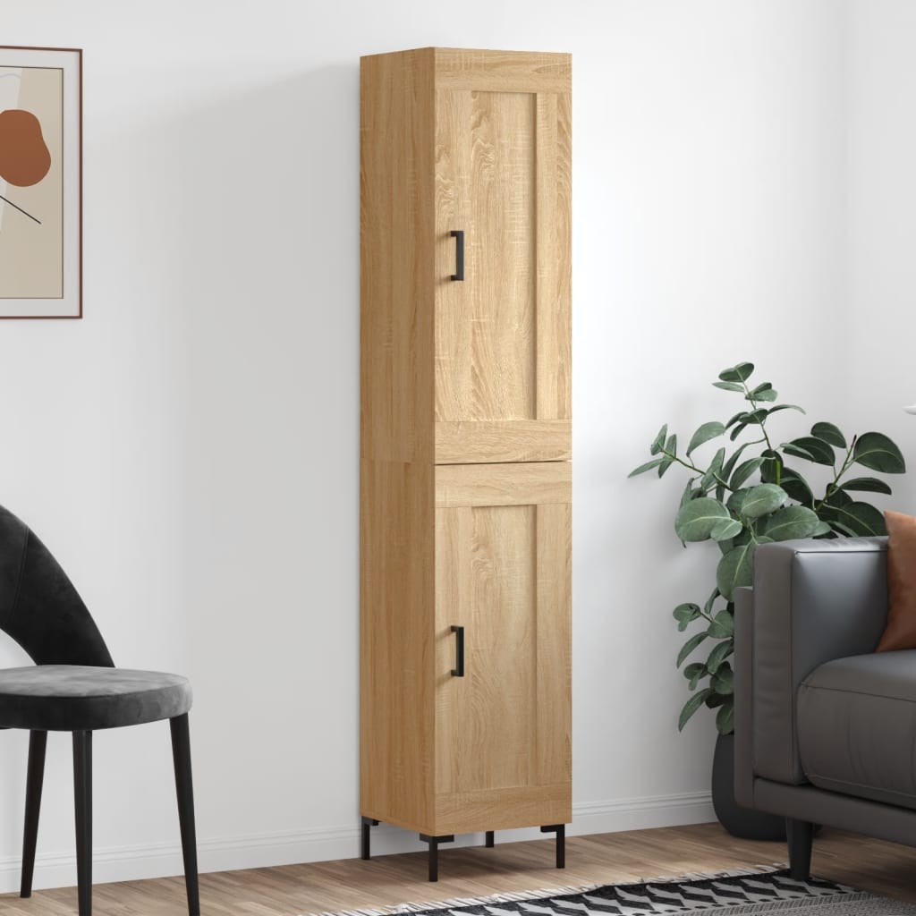Hoge kast 34,5x34x180 cm bewerkt hout sonoma eikenkleurig – afbeelding 1