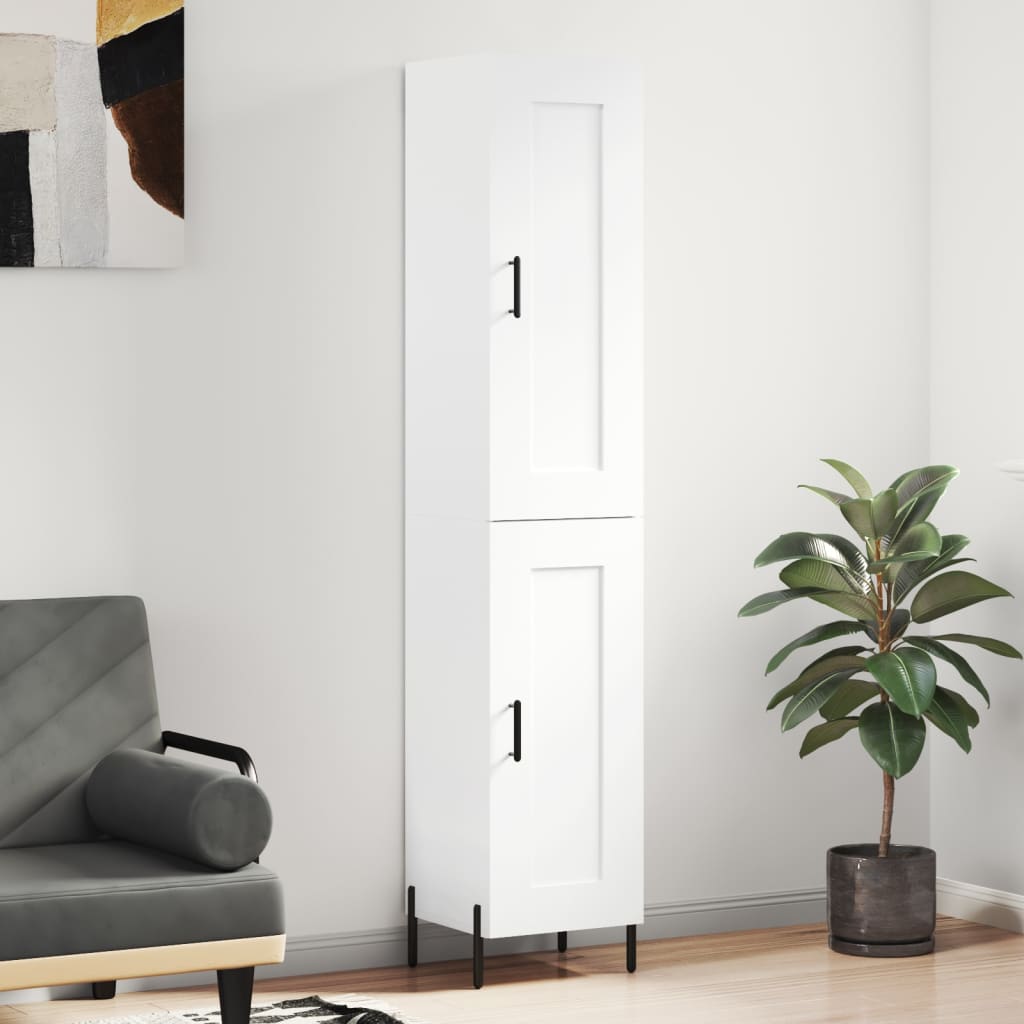 Hoge kast 34,5x34x180 cm bewerkt hout wit