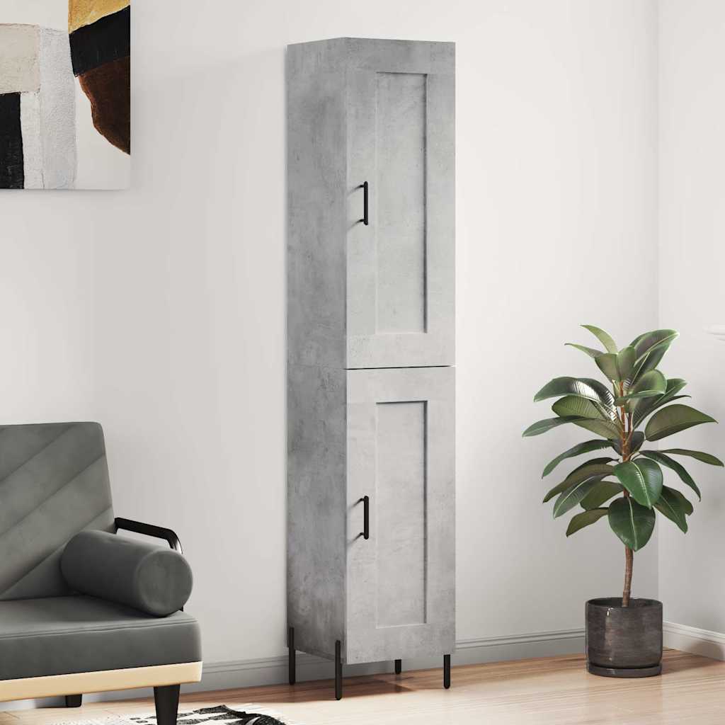 Hoge kast 34,5x34x180 cm bewerkt hout betongrijs