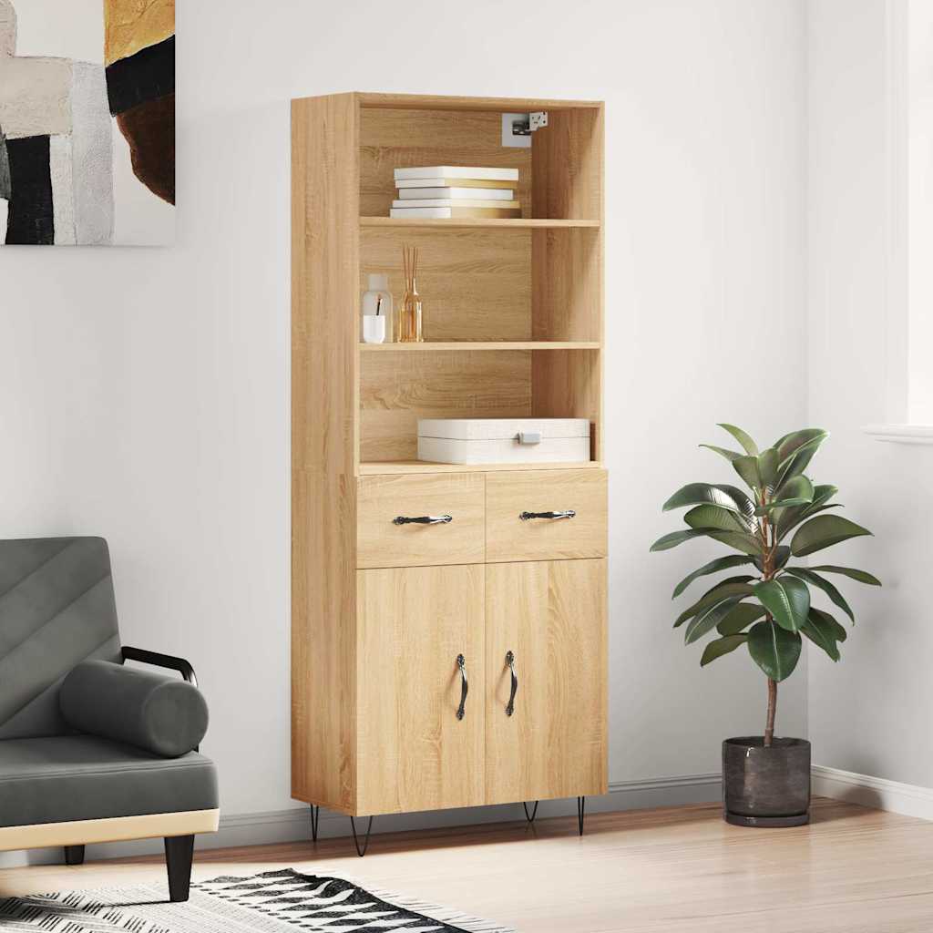 Hoge kast 69,5x34x180 cm bewerkt hout sonoma eikenkleurig