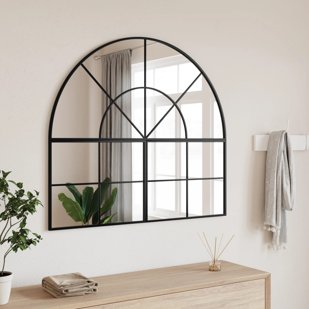 Wandspiegel boog 100x90 cm ijzer zwart – afbeelding 1