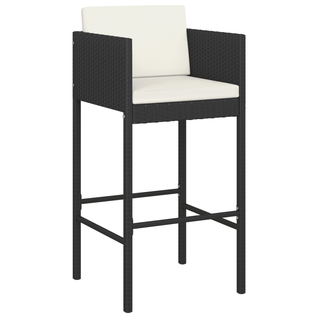 5-delige Tuinbarset met kussens poly rattan zwart – afbeelding 3