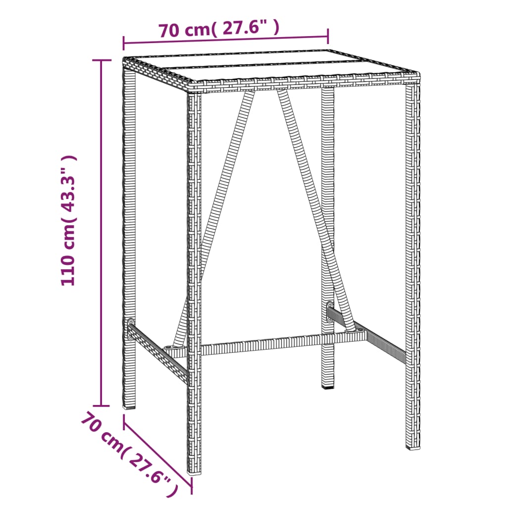 5-delige Tuinbarset met kussens poly rattan zwart – afbeelding 8