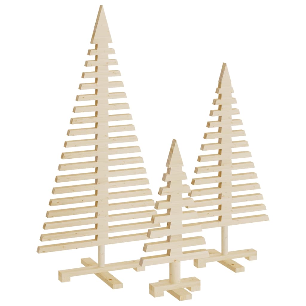 Kerstdecoraties kerstboom 3 st massief grenenhout – afbeelding 2