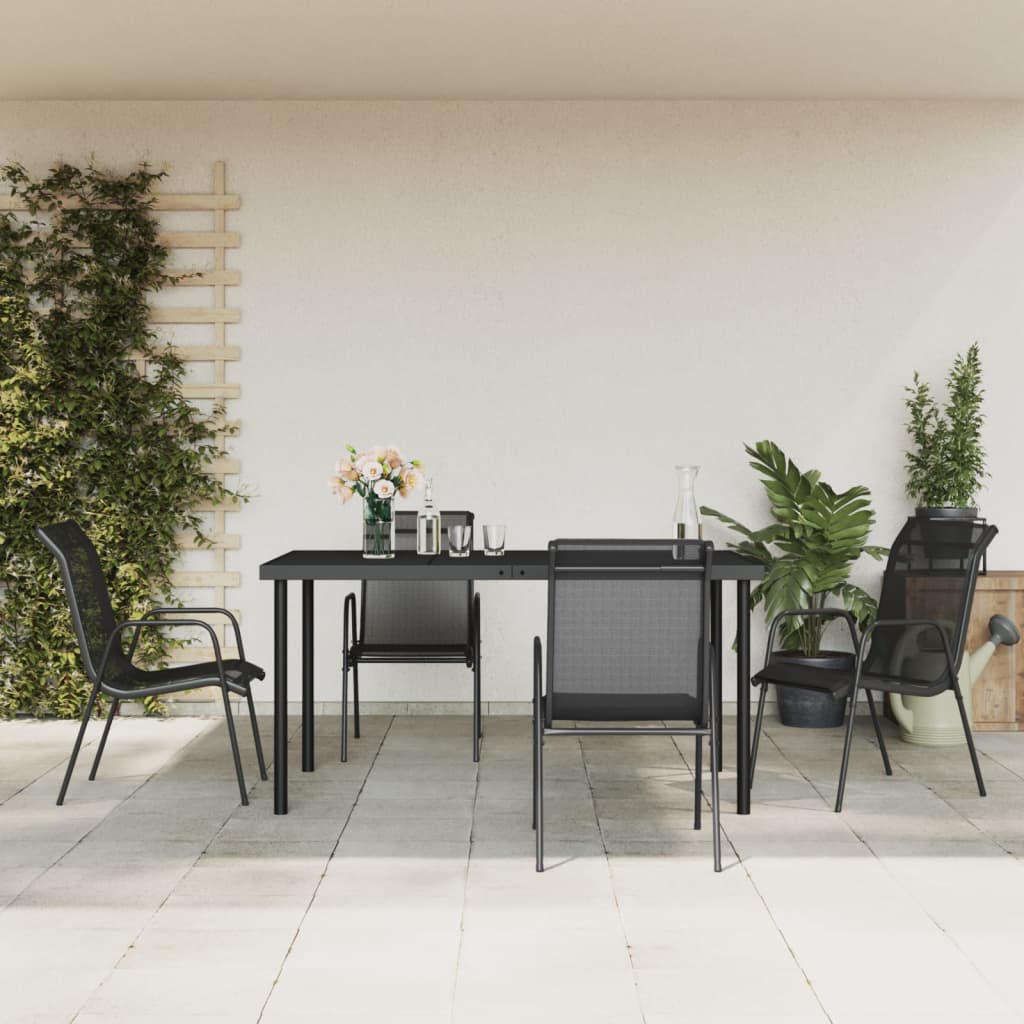 5-delige Tuinset textileen en staal zwart – afbeelding 1