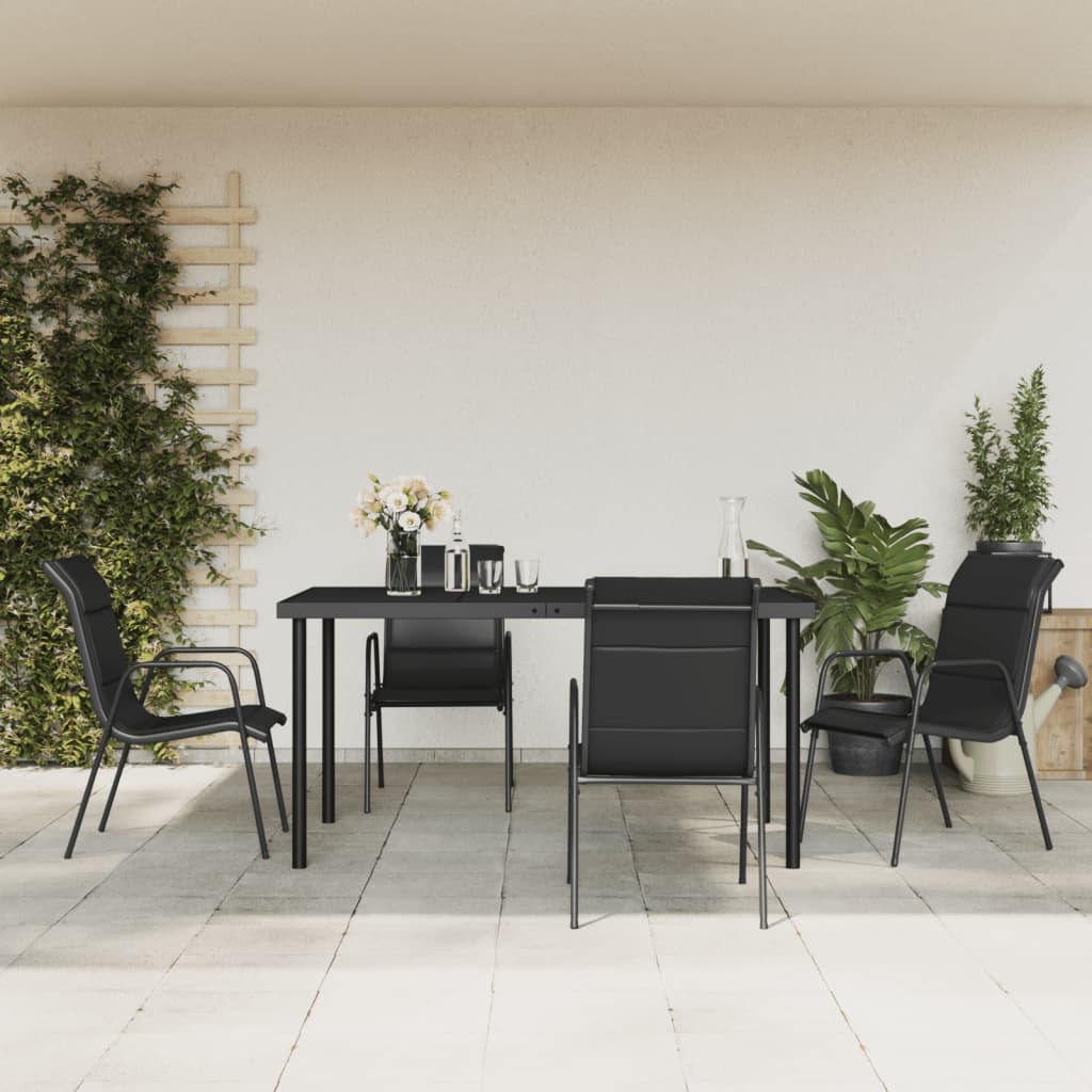 5-delige Tuinset textileen en staal zwart – afbeelding 1