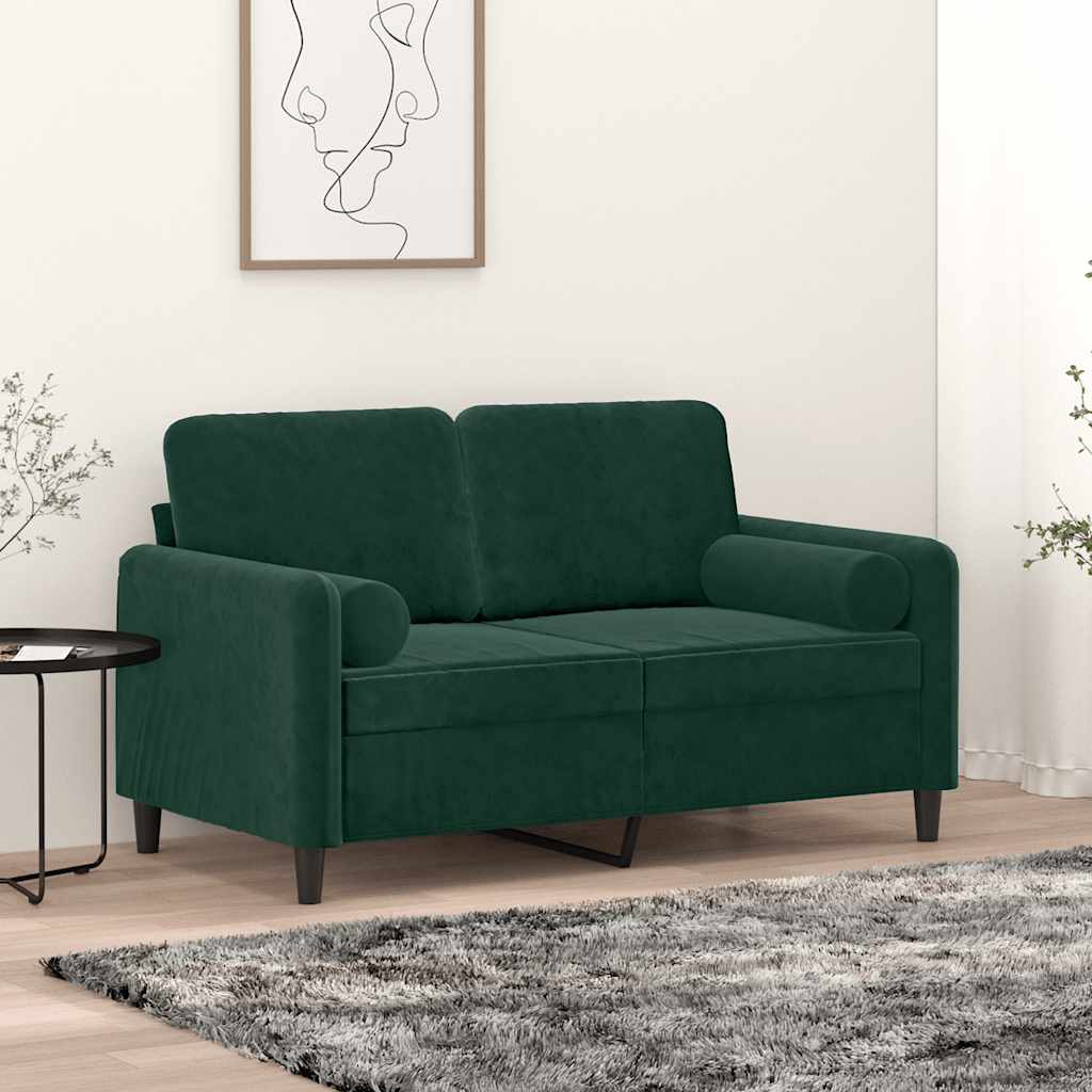 Tweezitsbank met sierkussens 120 cm fluweel donkergroen