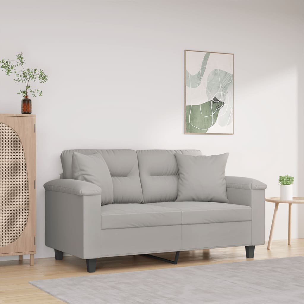 Tweezitsbank met kussens 120 cm microvezelstof lichtgrijs – afbeelding 1