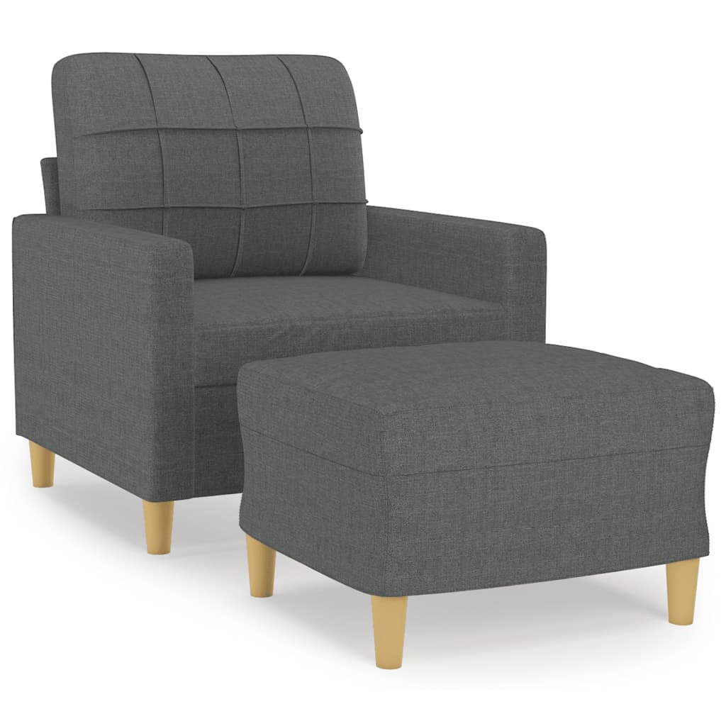 Fauteuil met voetenbank 60 cm stof donkergrijs – afbeelding 2