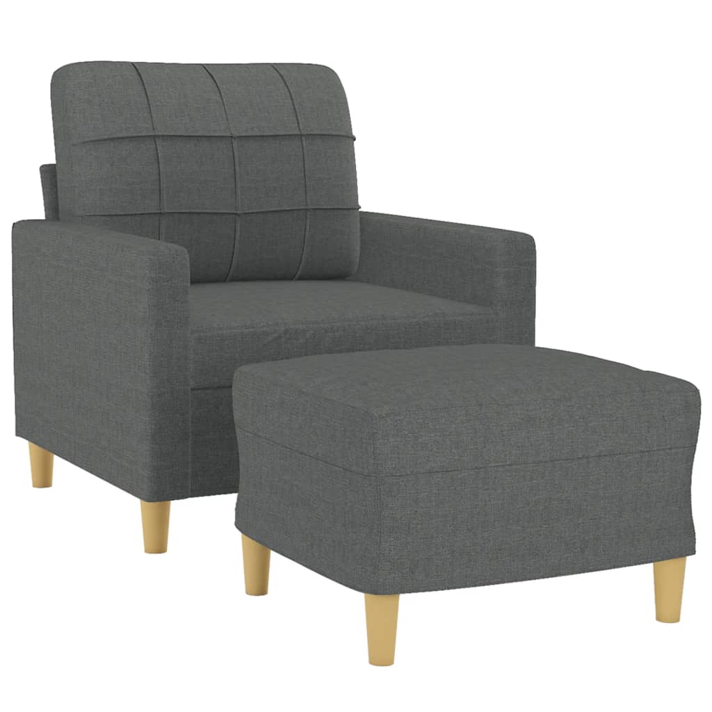 Fauteuil met voetenbank 60 cm stof donkergrijs – afbeelding 3