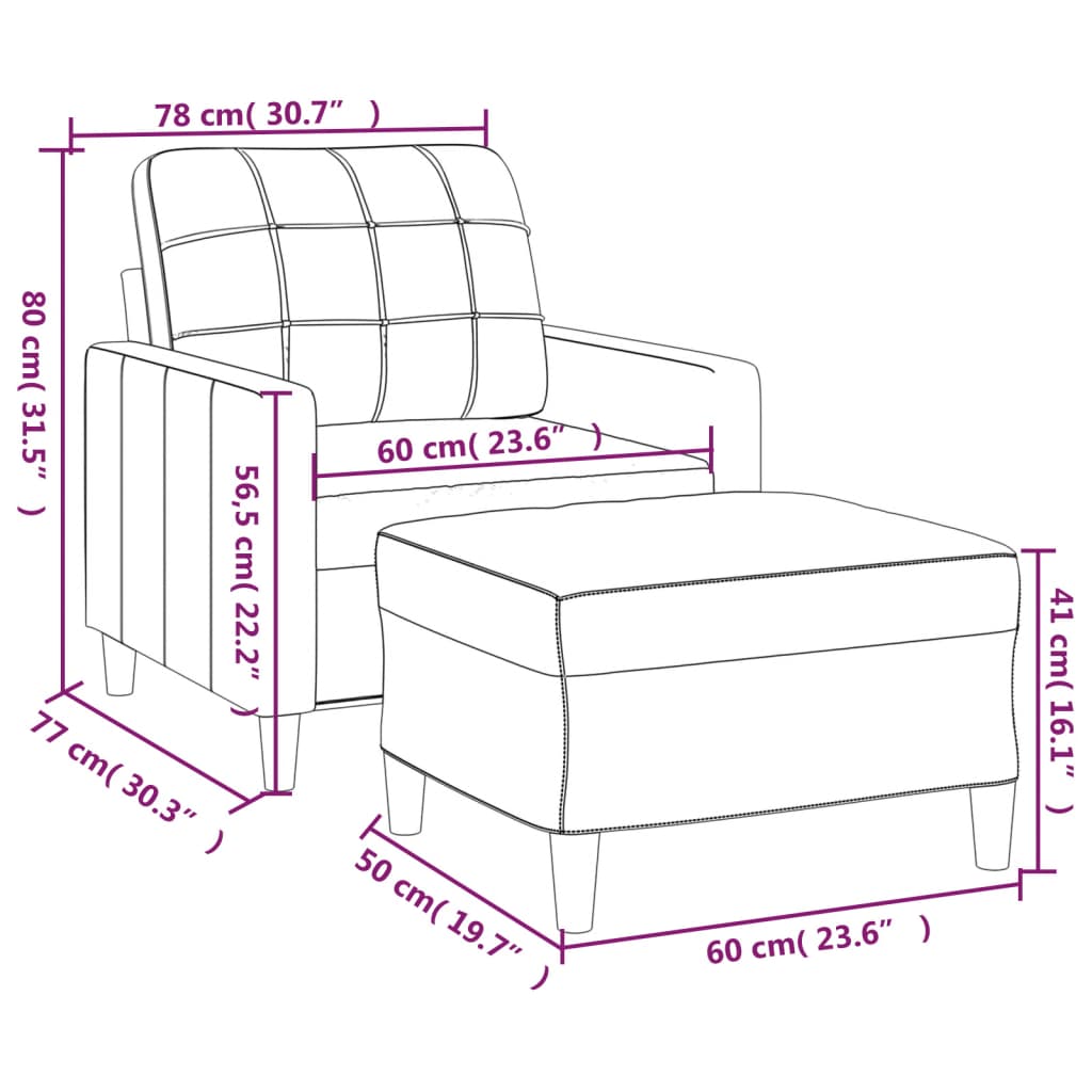 Fauteuil met voetenbank 60 cm stof donkergrijs – afbeelding 7