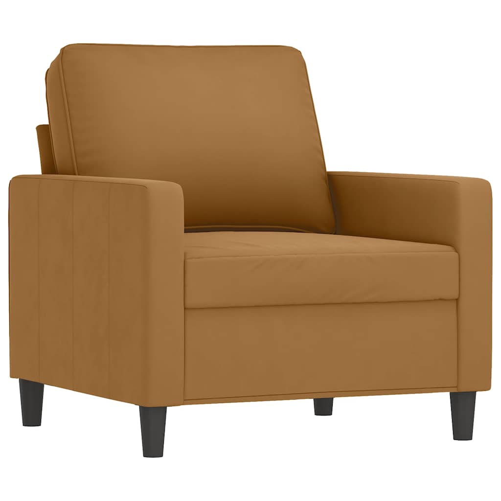 Fauteuil met voetenbank 60 cm fluweel bruin – afbeelding 4