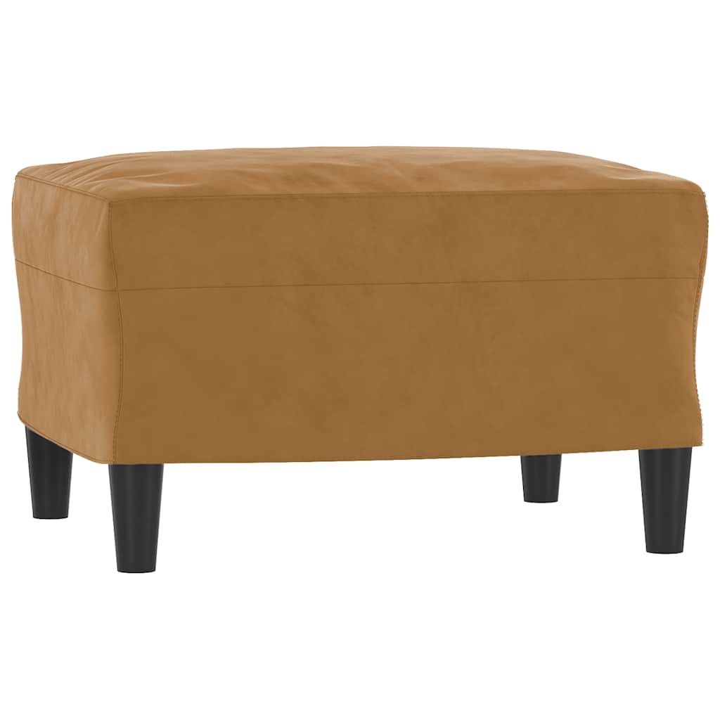 Fauteuil met voetenbank 60 cm fluweel bruin – afbeelding 5