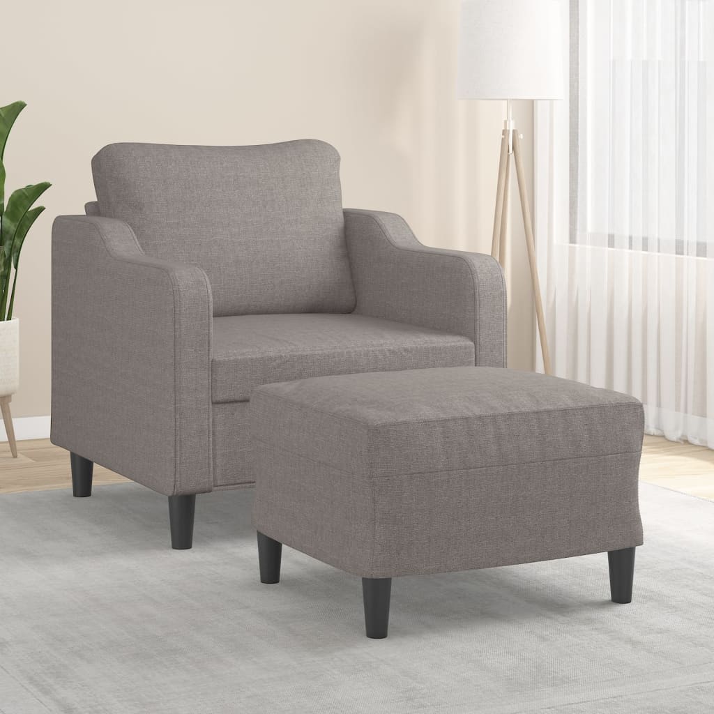 Fauteuil met voetenbank 60 cm stof taupe – afbeelding 1