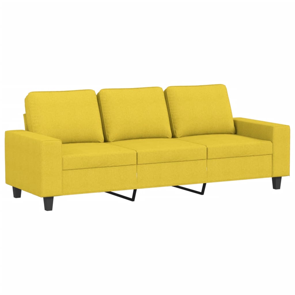 Driezitsbank met voetenbank 180 cm stof lichtgeel – afbeelding 3