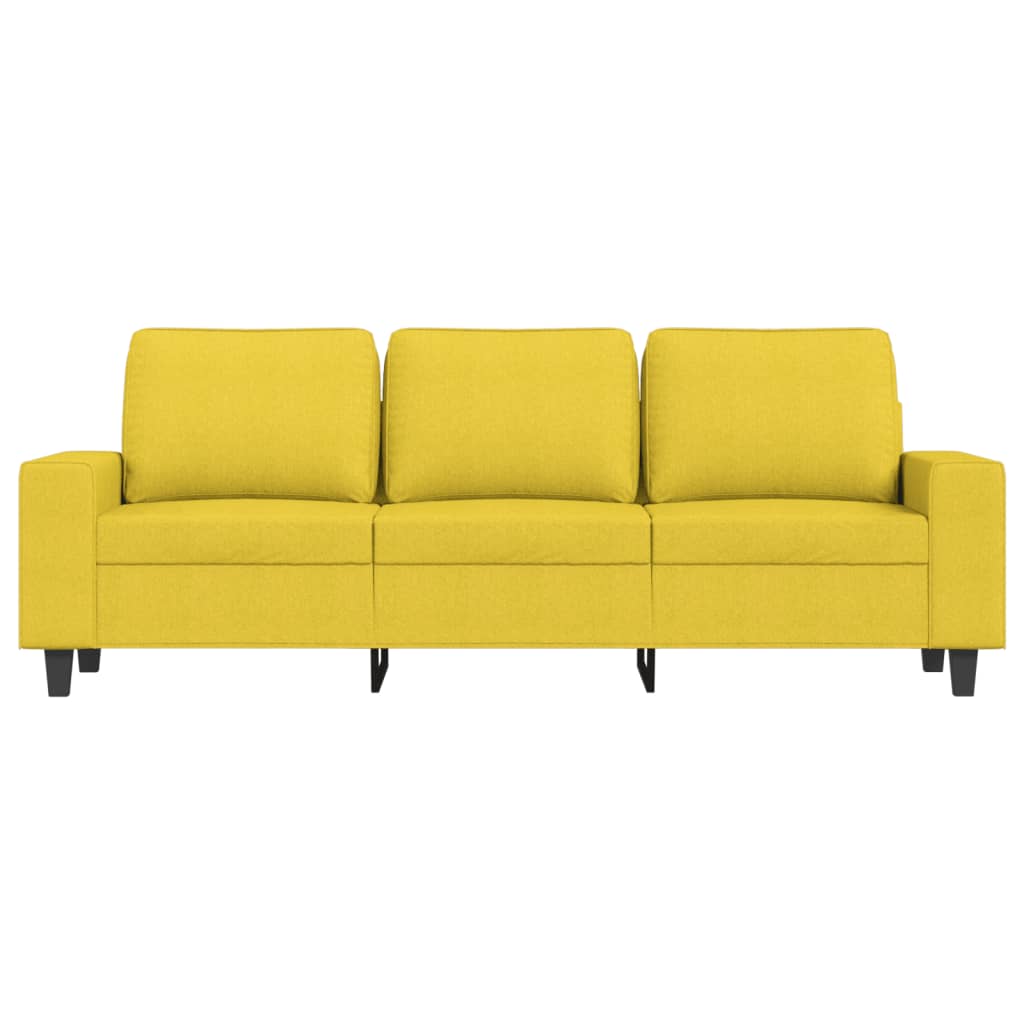 Driezitsbank met voetenbank 180 cm stof lichtgeel – afbeelding 4
