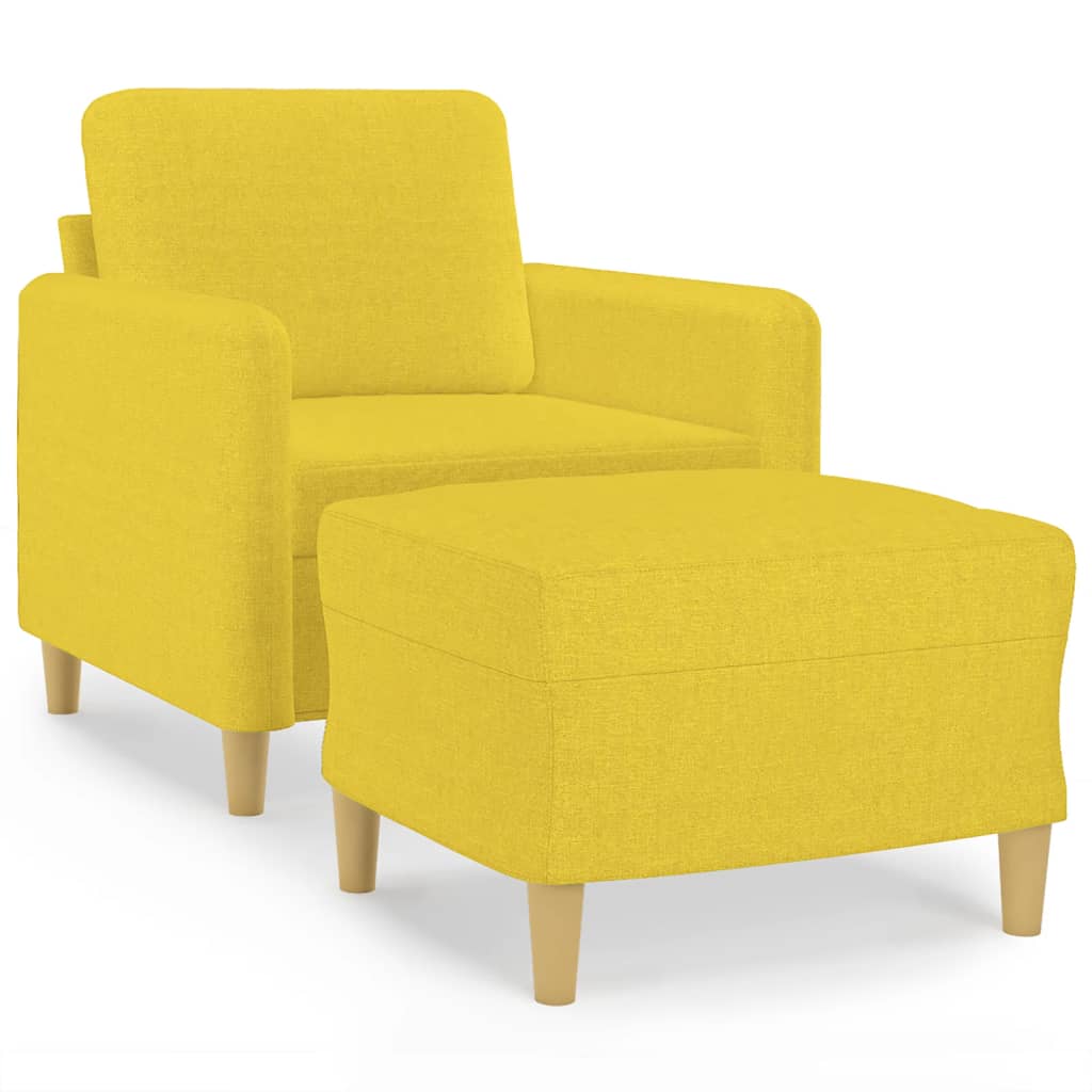 Fauteuil met voetenbank 60 cm stof lichtgeel – afbeelding 2