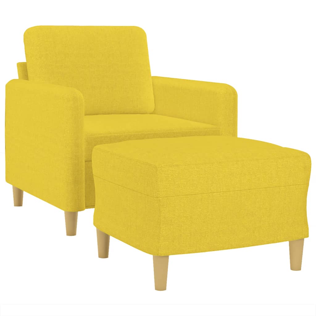 Fauteuil met voetenbank 60 cm stof lichtgeel – afbeelding 3