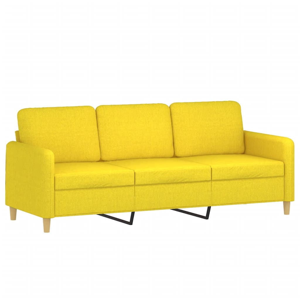 Driezitsbank met voetenbank 180 cm stof lichtgeel – afbeelding 4