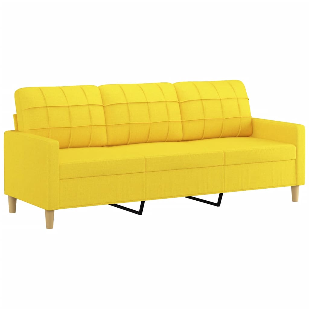 3-delige Loungeset met kussens stof lichtgeel – afbeelding 5