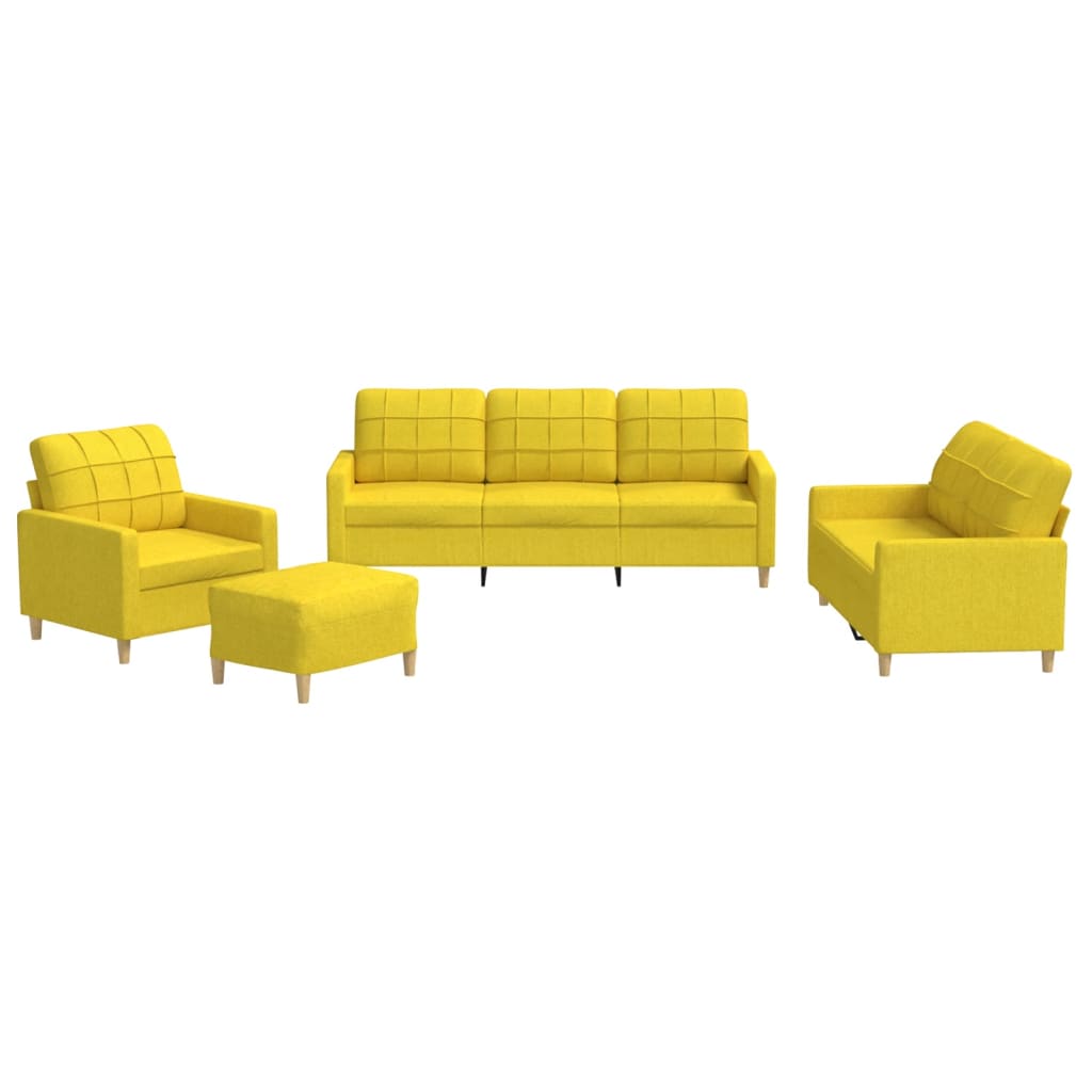 4-delige Loungeset met kussens stof lichtgeel – afbeelding 2