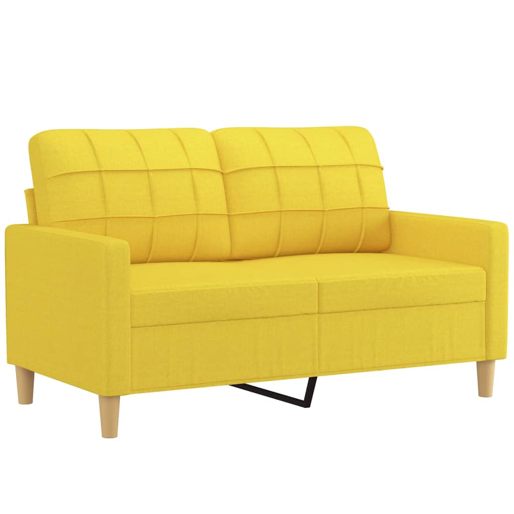 4-delige Loungeset met kussens stof lichtgeel – afbeelding 4
