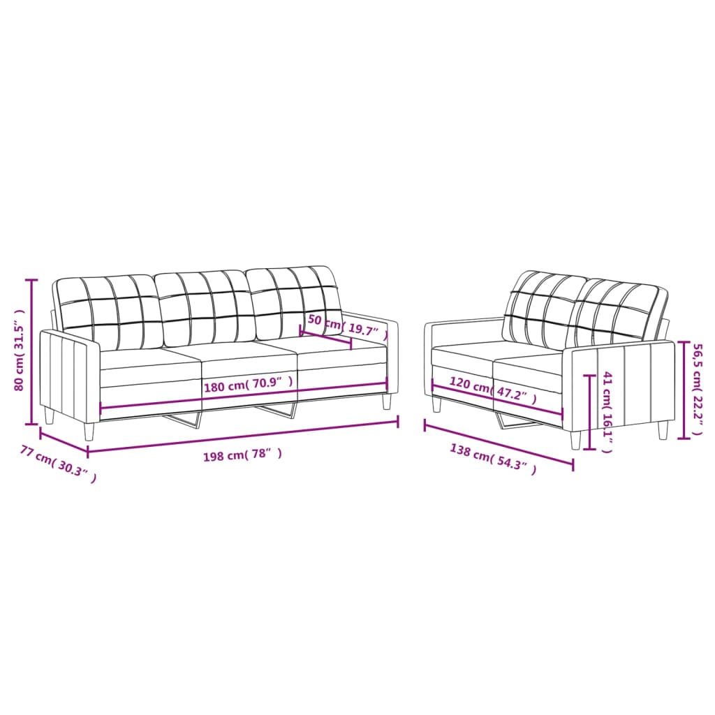 2-delige Loungeset met kussens stof wijnrood – afbeelding 6