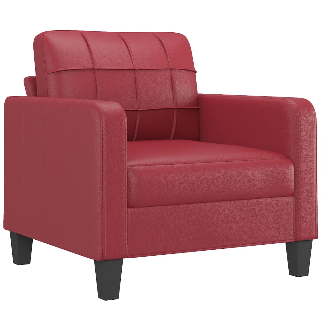 3-delige Loungeset met kussens kunstleer wijnrood – afbeelding 3