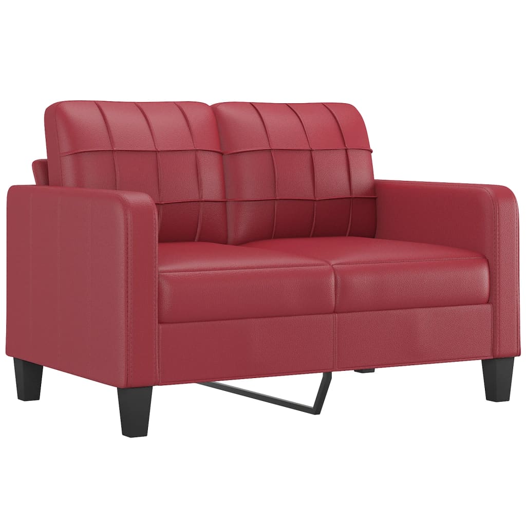 3-delige Loungeset met kussens kunstleer wijnrood – afbeelding 4