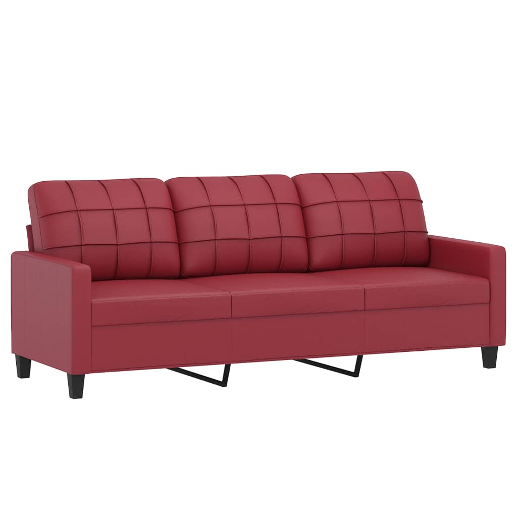 3-delige Loungeset met kussens kunstleer wijnrood – afbeelding 5