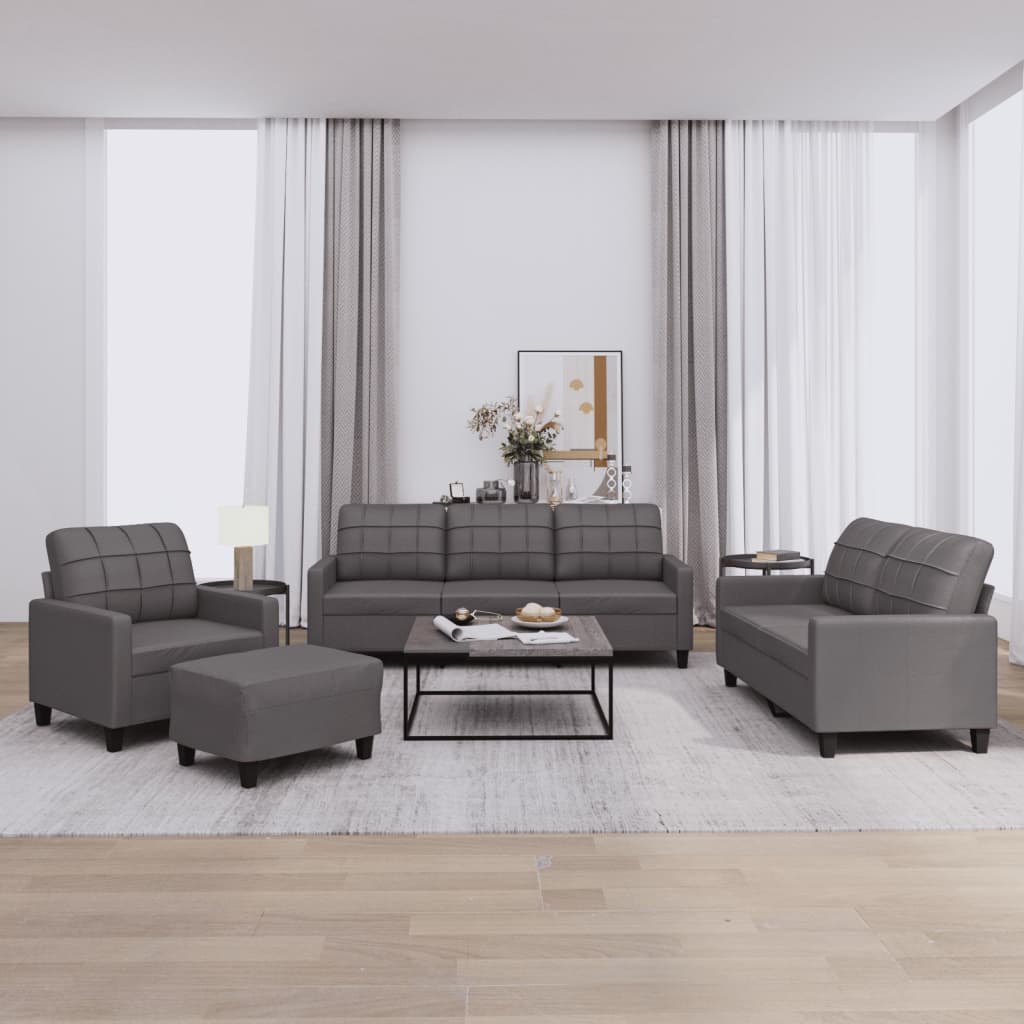 4-delige Loungeset met kussens kunstleer bruin