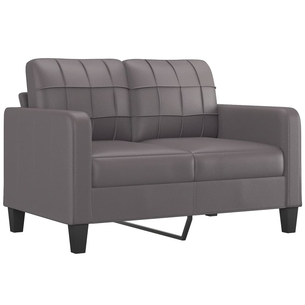 2-delige Loungeset met kussens kunstleer grijs – afbeelding 3