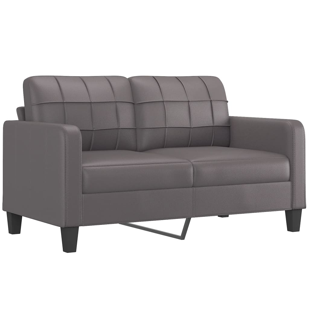 2-delige Loungeset met kussens kunstleer grijs – afbeelding 4
