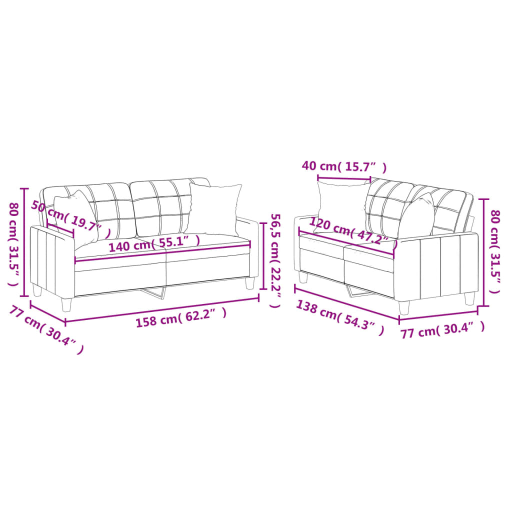 2-delige Loungeset met kussens kunstleer grijs – afbeelding 9