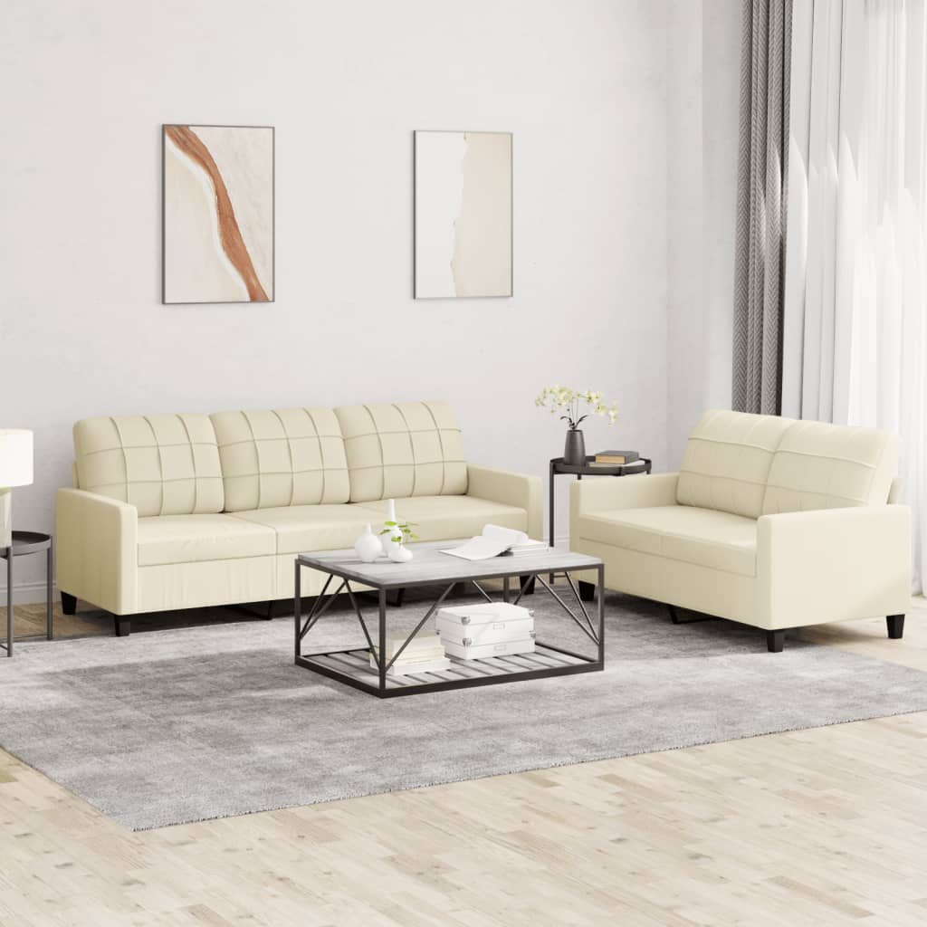 2-delige Loungeset met kussens kunstleer crème
