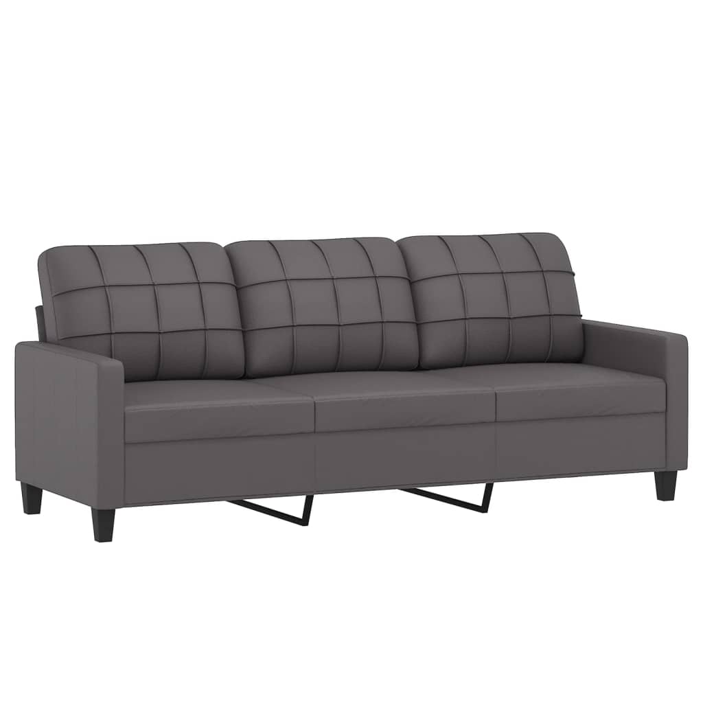 3-delige Loungeset met kussens kunstleer grijs – afbeelding 4