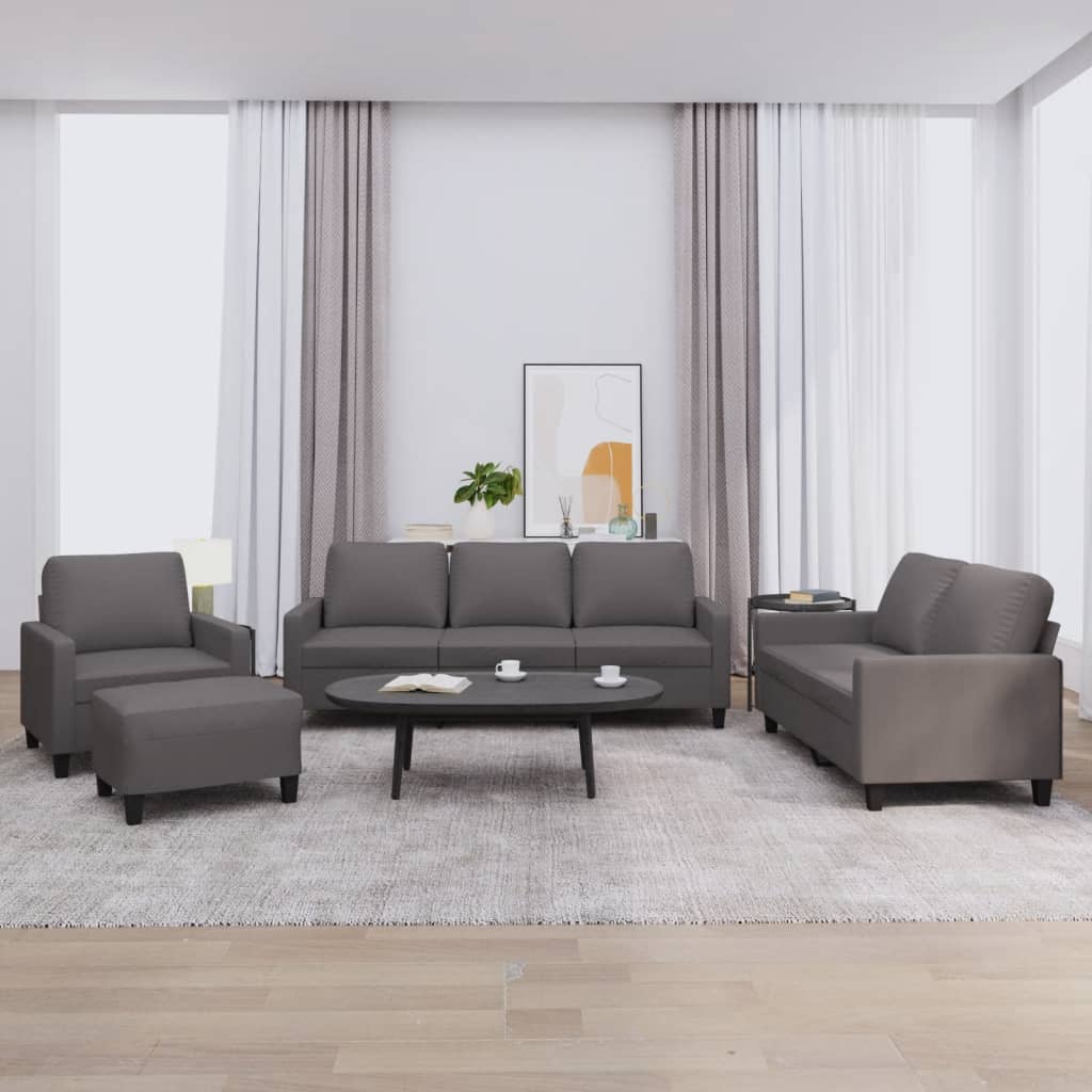 4-delige Loungeset met kussens kunstleer bruin – afbeelding 1