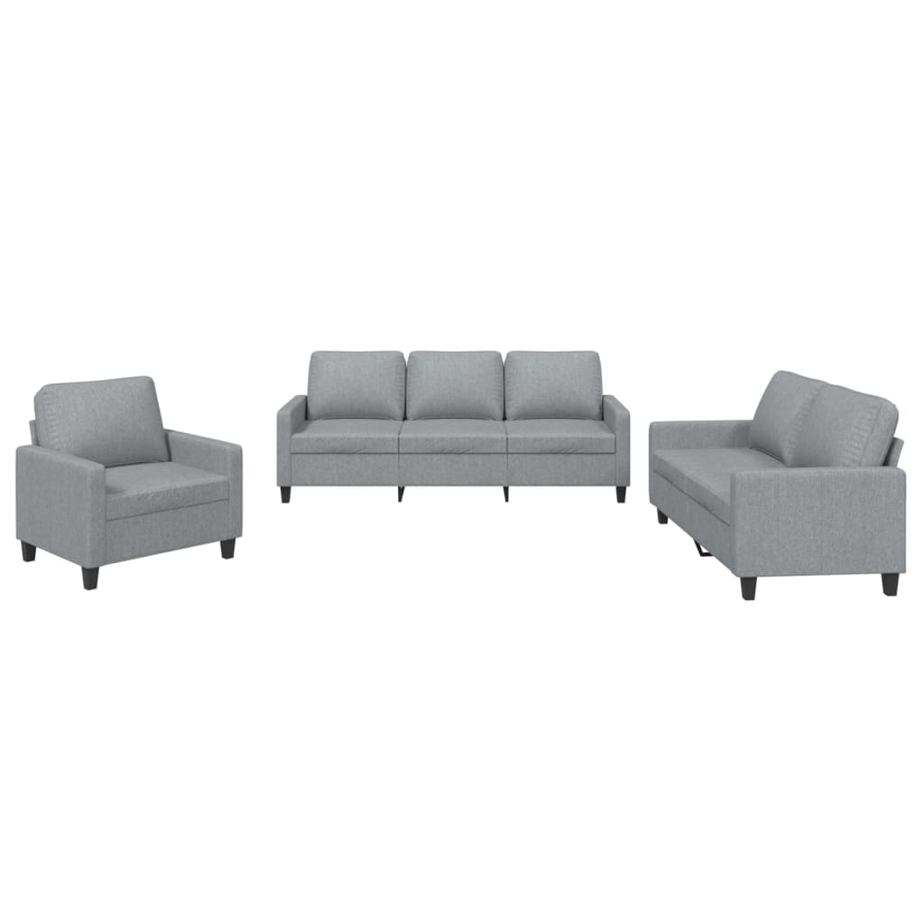 3-delige Loungeset met kussens stof lichtgrijs – afbeelding 2